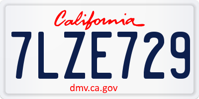 CA license plate 7LZE729