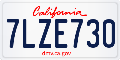 CA license plate 7LZE730