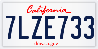 CA license plate 7LZE733