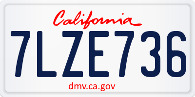 CA license plate 7LZE736