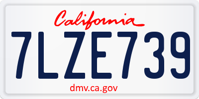 CA license plate 7LZE739