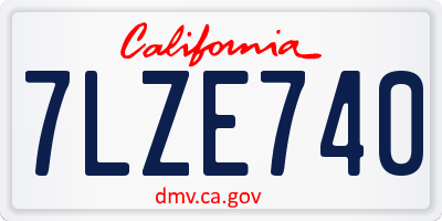 CA license plate 7LZE740