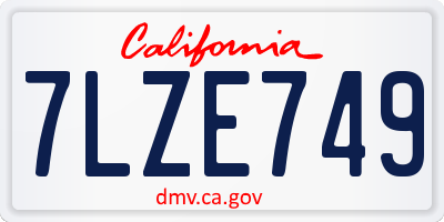 CA license plate 7LZE749