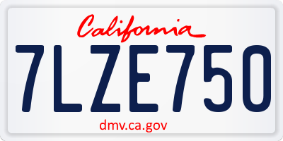 CA license plate 7LZE750
