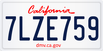 CA license plate 7LZE759