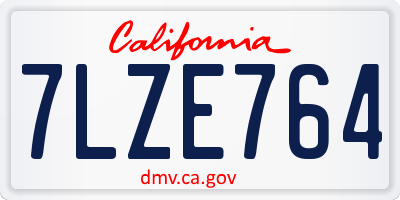 CA license plate 7LZE764