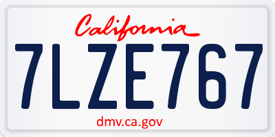 CA license plate 7LZE767