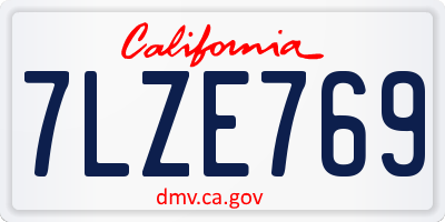 CA license plate 7LZE769