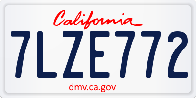 CA license plate 7LZE772