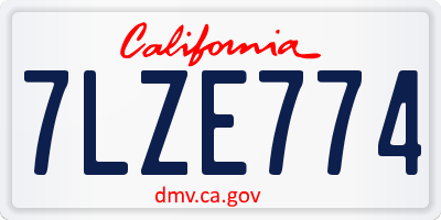 CA license plate 7LZE774