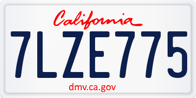 CA license plate 7LZE775