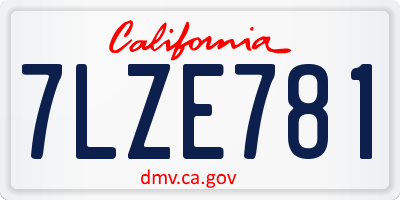 CA license plate 7LZE781