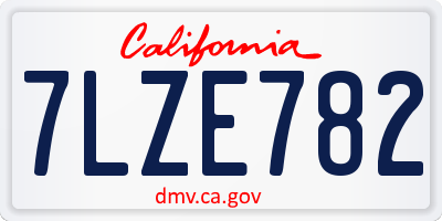 CA license plate 7LZE782