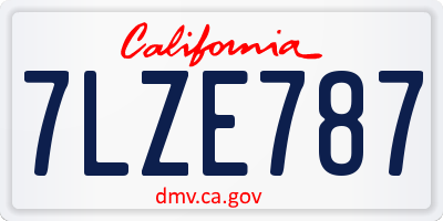 CA license plate 7LZE787