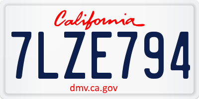 CA license plate 7LZE794