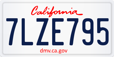 CA license plate 7LZE795