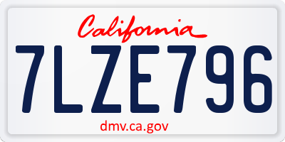 CA license plate 7LZE796