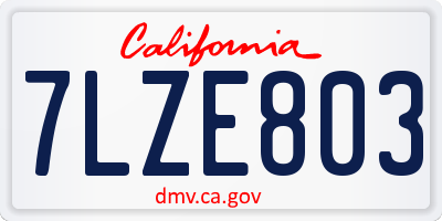 CA license plate 7LZE803
