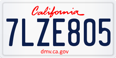 CA license plate 7LZE805