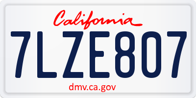 CA license plate 7LZE807