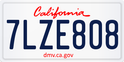 CA license plate 7LZE808
