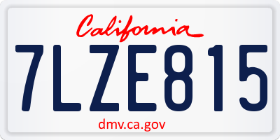 CA license plate 7LZE815