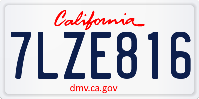 CA license plate 7LZE816