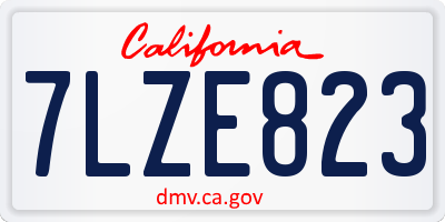 CA license plate 7LZE823