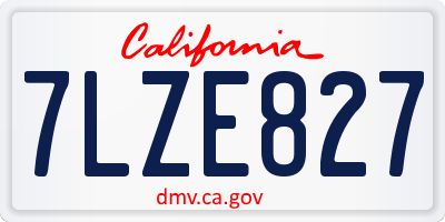 CA license plate 7LZE827