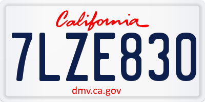 CA license plate 7LZE830