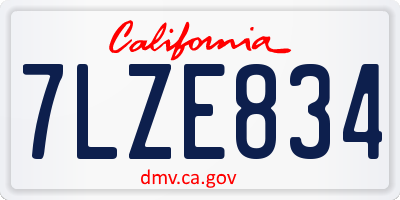 CA license plate 7LZE834