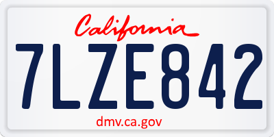 CA license plate 7LZE842