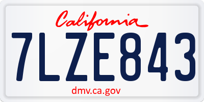 CA license plate 7LZE843