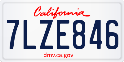 CA license plate 7LZE846