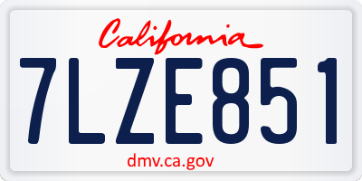 CA license plate 7LZE851