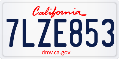 CA license plate 7LZE853