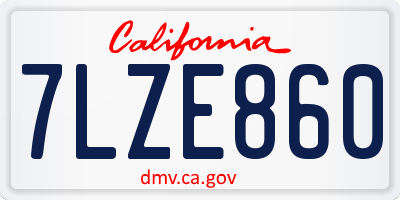 CA license plate 7LZE860