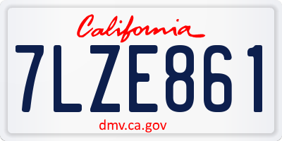 CA license plate 7LZE861