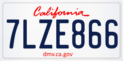CA license plate 7LZE866