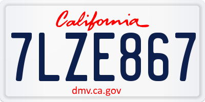 CA license plate 7LZE867