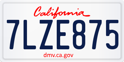 CA license plate 7LZE875