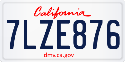 CA license plate 7LZE876