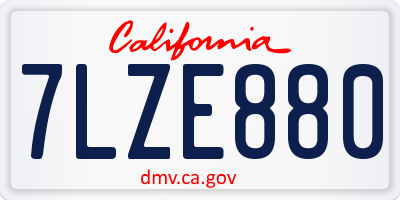 CA license plate 7LZE880