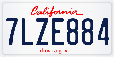 CA license plate 7LZE884