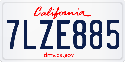 CA license plate 7LZE885