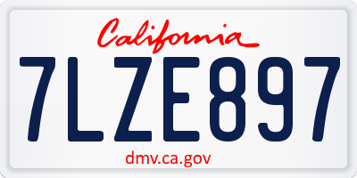 CA license plate 7LZE897