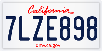 CA license plate 7LZE898