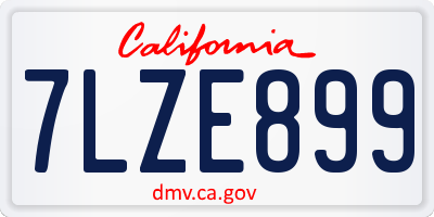 CA license plate 7LZE899