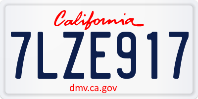 CA license plate 7LZE917
