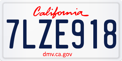 CA license plate 7LZE918